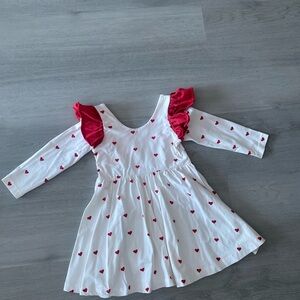 White and Red Heart Kids Dress
